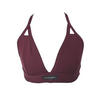 Savage X Fenty Burgundy Strappy Halter Bralette Bra Top Size L Runs Small
